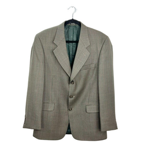 Vintage 100% wool brown check oversized blazer 40